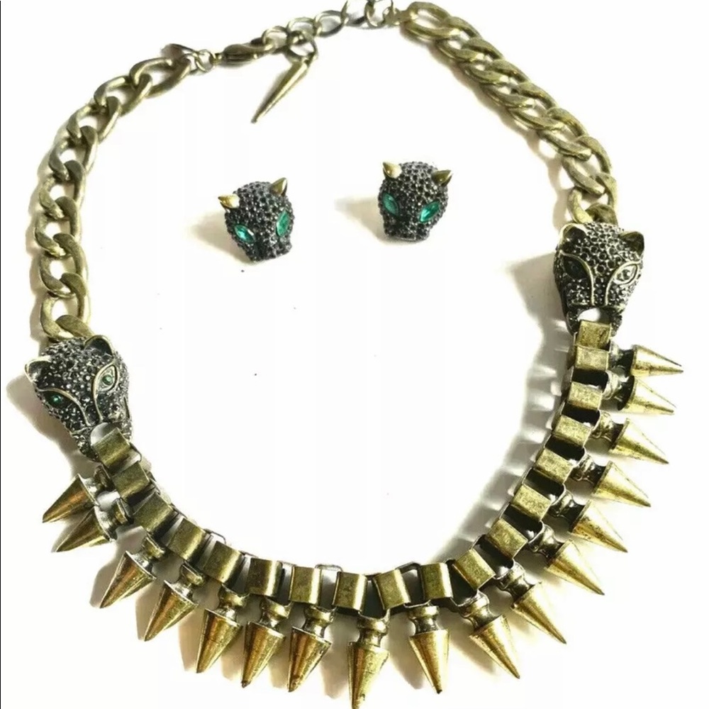 RARE Natasha Panther Necklace With Earrings Set